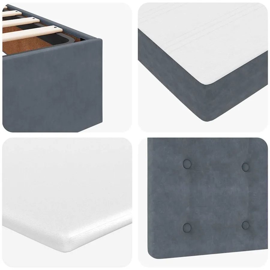 Cadre de lit ottoman avec matelas gris foncé 200x200 cm velours - 14
