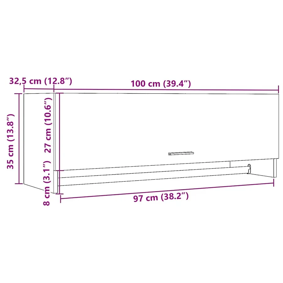 Garde-robe chêne artisanal 100x32,5x35 cm bois d'ingénierie - 8