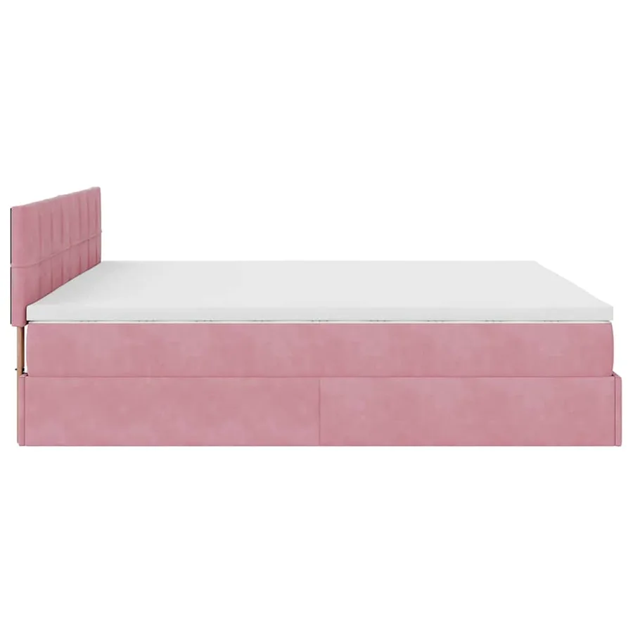 Cadre de lit ottoman avec matelas rose 200x200 cm velours - 9