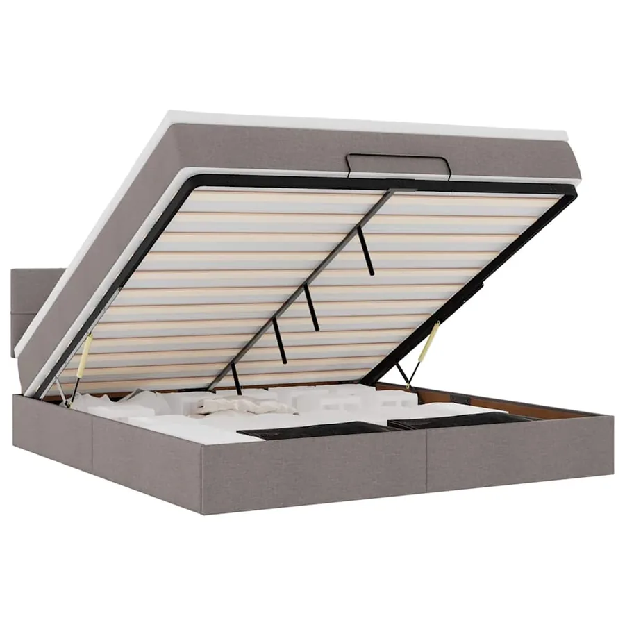 Lit ottoman avec matelas et LED Taupe 180x200cm tissu - 2