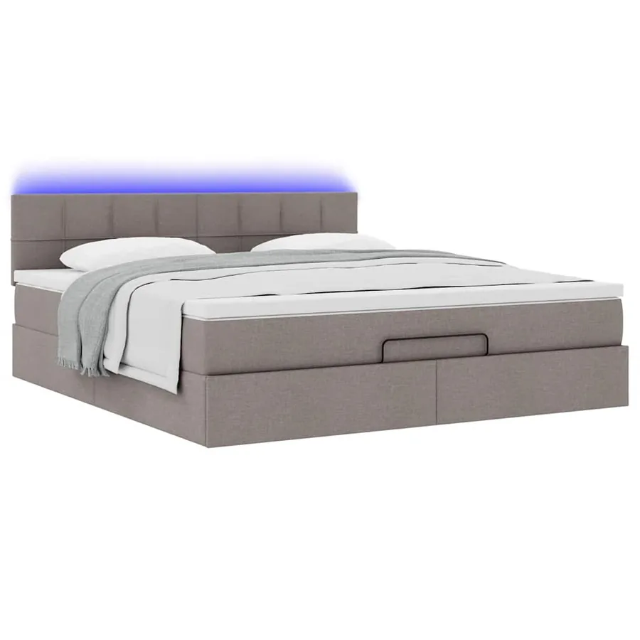 Lit ottoman avec matelas et LED Taupe 180x200cm tissu - 6