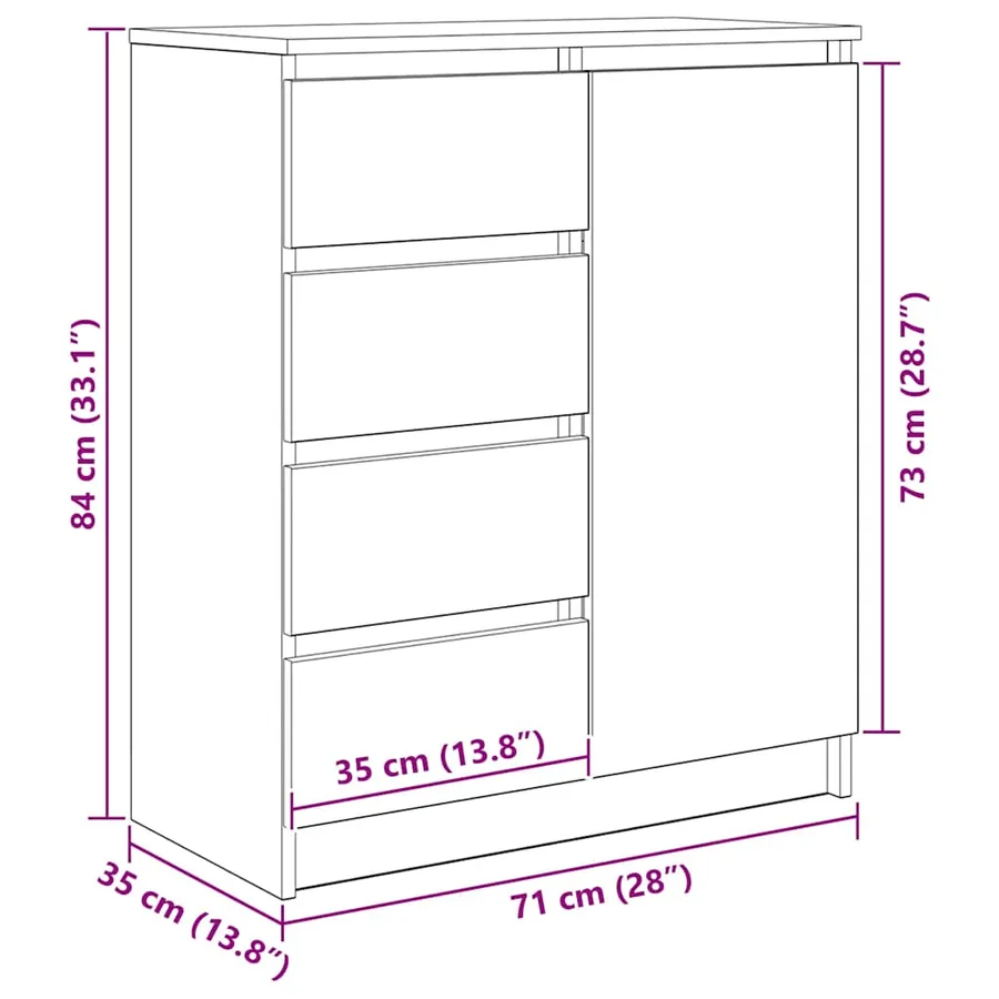 Buffet avec tiroirs gris béton 71x35x84 cm bois d'ingénierie - 14
