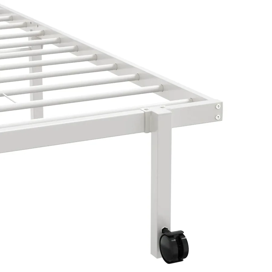 Cadre de lit sans matelas pliable blanc 90x200 cm acier - 10