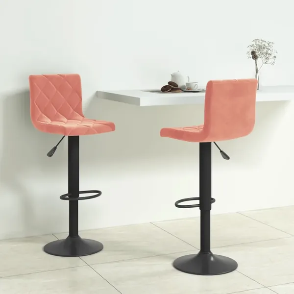 Tabourets de bar lot de 2 rose velours