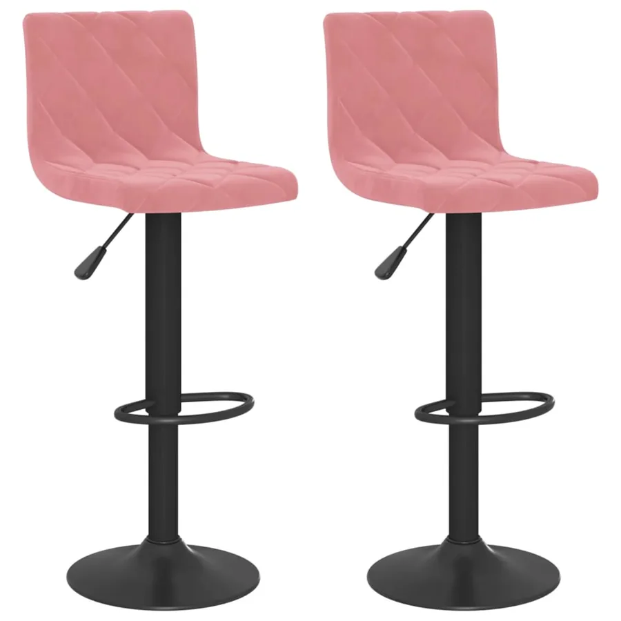 Tabourets de bar lot de 2 rose velours - 2