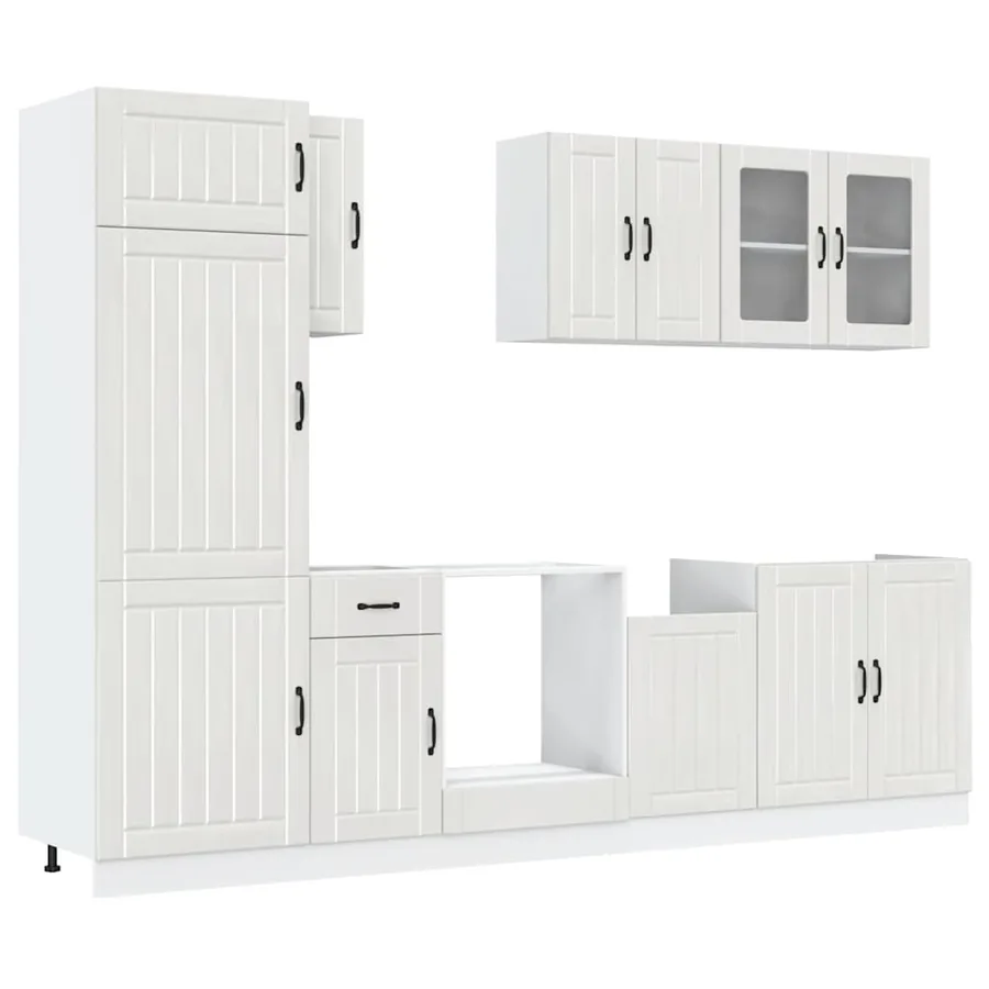 Ensemble de 8 meubles de cuisine "Lucca" en bois d'ingénierie blanc brillant - 2