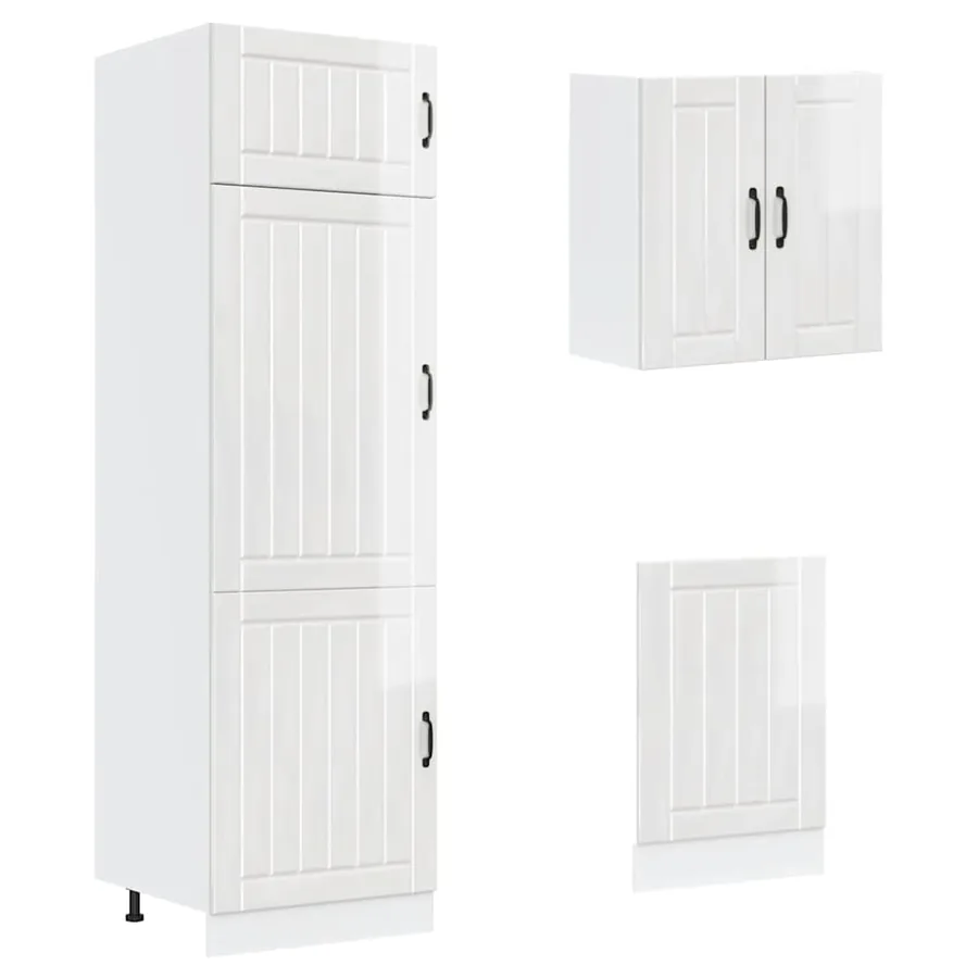 Ensemble de 8 meubles de cuisine "Lucca" en bois d'ingénierie blanc brillant - 5