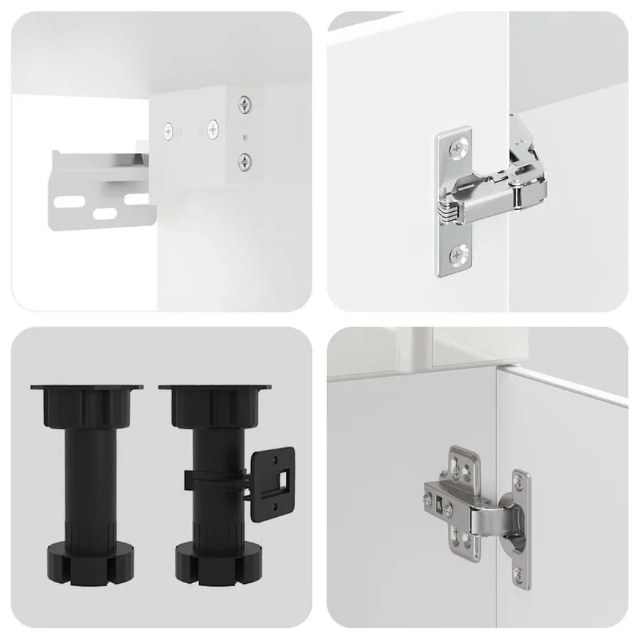 Ensemble de 8 meubles de cuisine "Lucca" en bois d'ingénierie blanc brillant - 7