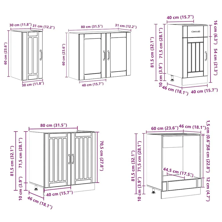 Ensemble de 8 meubles de cuisine "Lucca" en bois d'ingénierie blanc brillant - 9