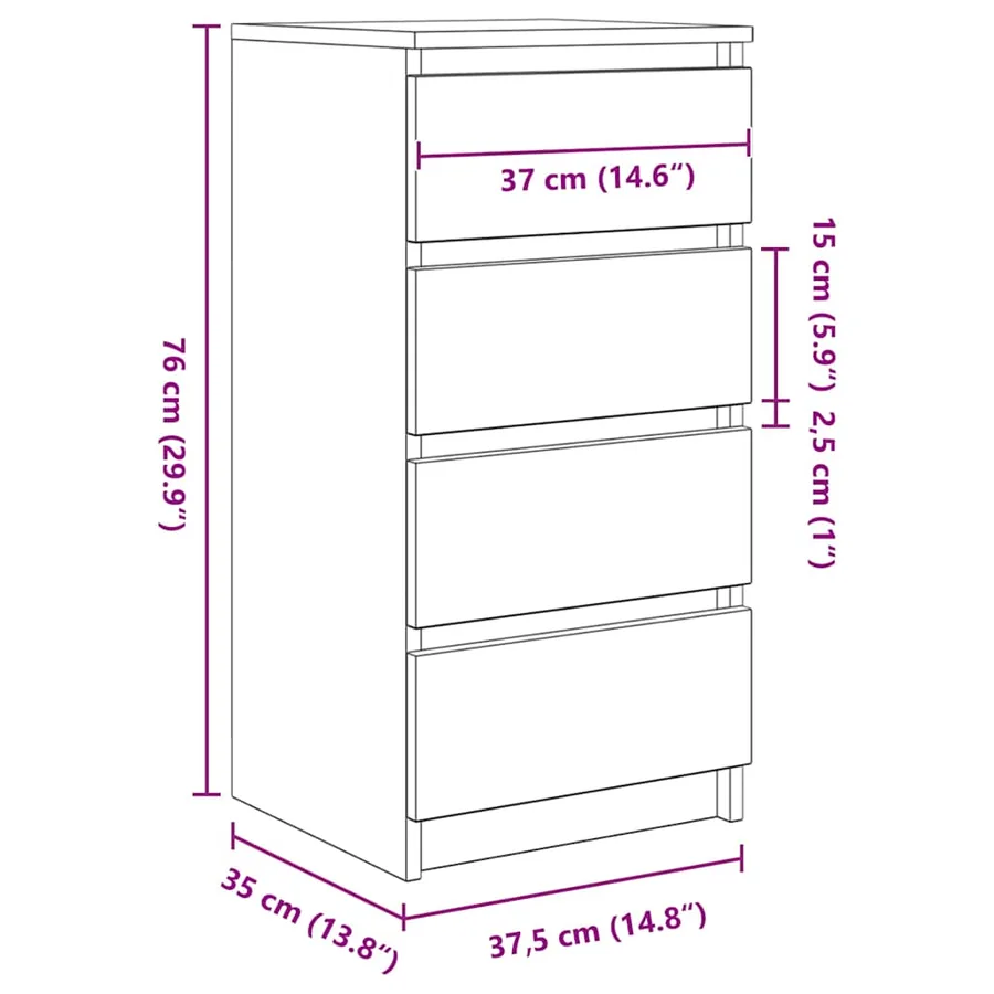 Buffet sonoma gris 37,5x35x76 cm bois d'ingénierie - 12