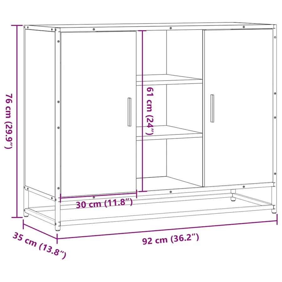 Buffet sonoma gris 92x35x76 cm bois d'ingénierie - 10