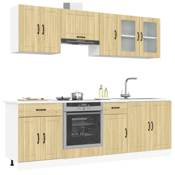 Ensemble de 8 meubles de cuisine "Lucca" en chêne Sonoma