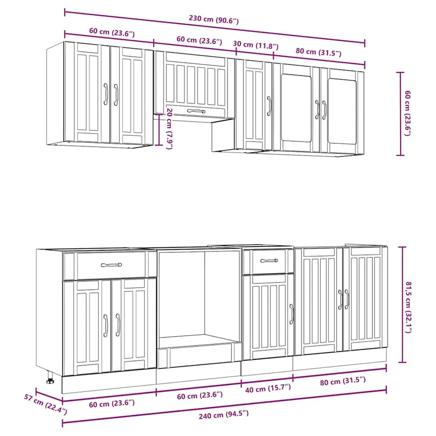 Ensemble de 8 meubles de cuisine "Lucca" en chêne Sonoma - 9