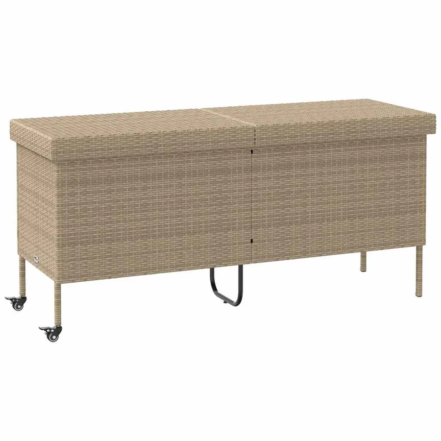 Boîte rangement jardin roues beige 160x55x75 cm résine tressée - 2