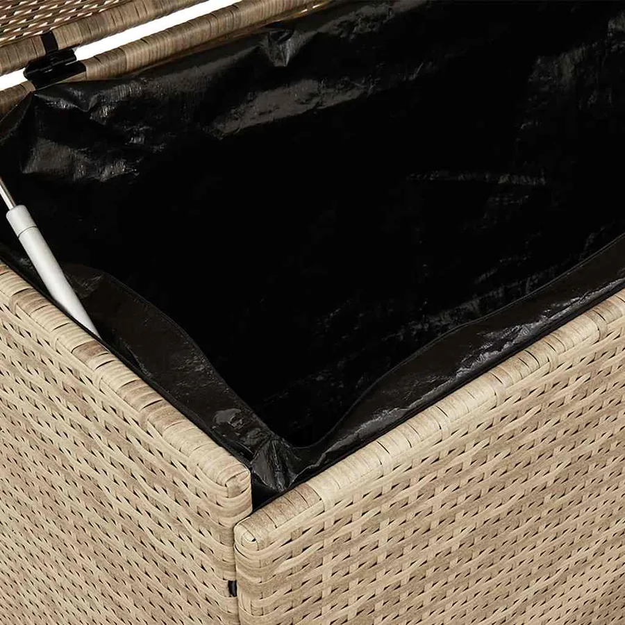 Boîte rangement jardin roues beige 160x55x75 cm résine tressée - 8