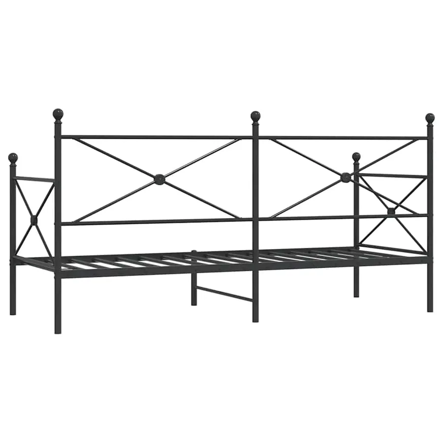 Lit de jour sans matelas noir 75x190 cm acier - 7