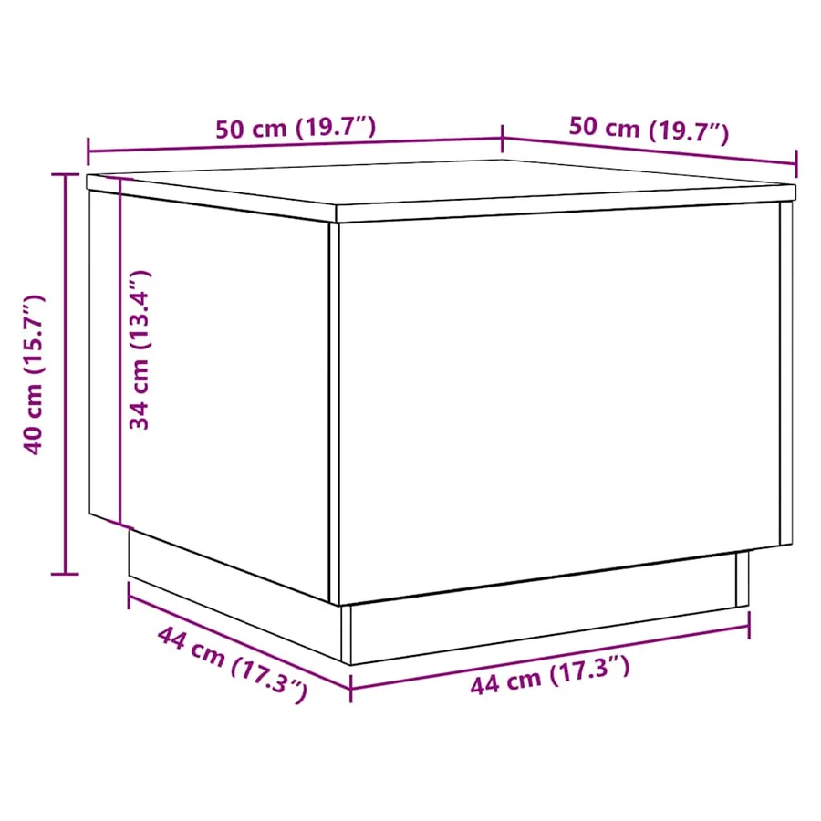 Table basse avec lumières LED chêne noir 50x50x40 cm - 13