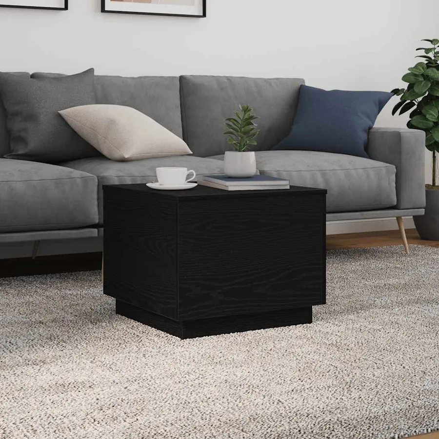 Table basse avec lumières LED chêne noir 50x50x40 cm - 4