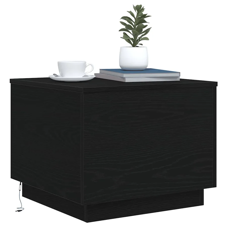 Table basse avec lumières LED chêne noir 50x50x40 cm - 6