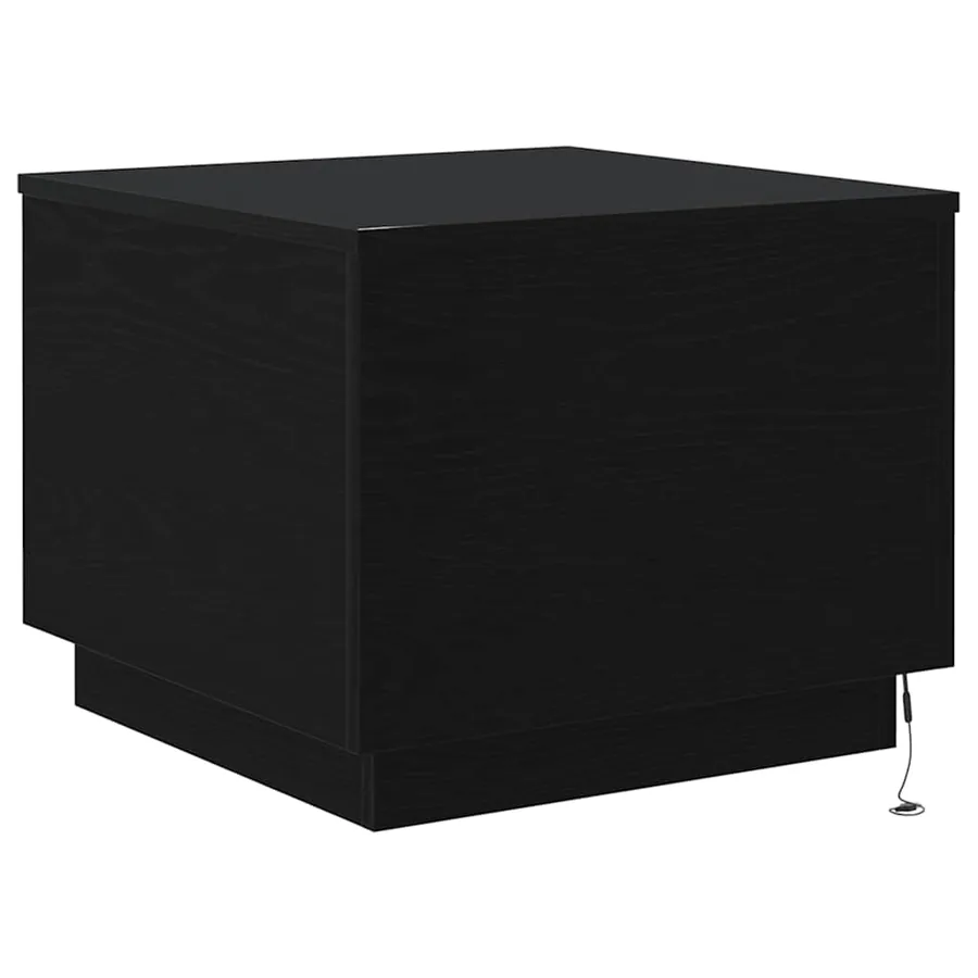 Table basse avec lumières LED chêne noir 50x50x40 cm - 9
