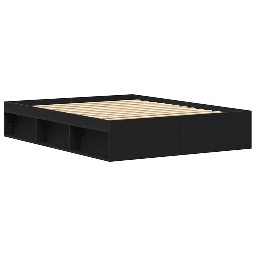 Cadre de lit sans matelas en chêne noir 160x200 cm bois d'ingénierie - 7
