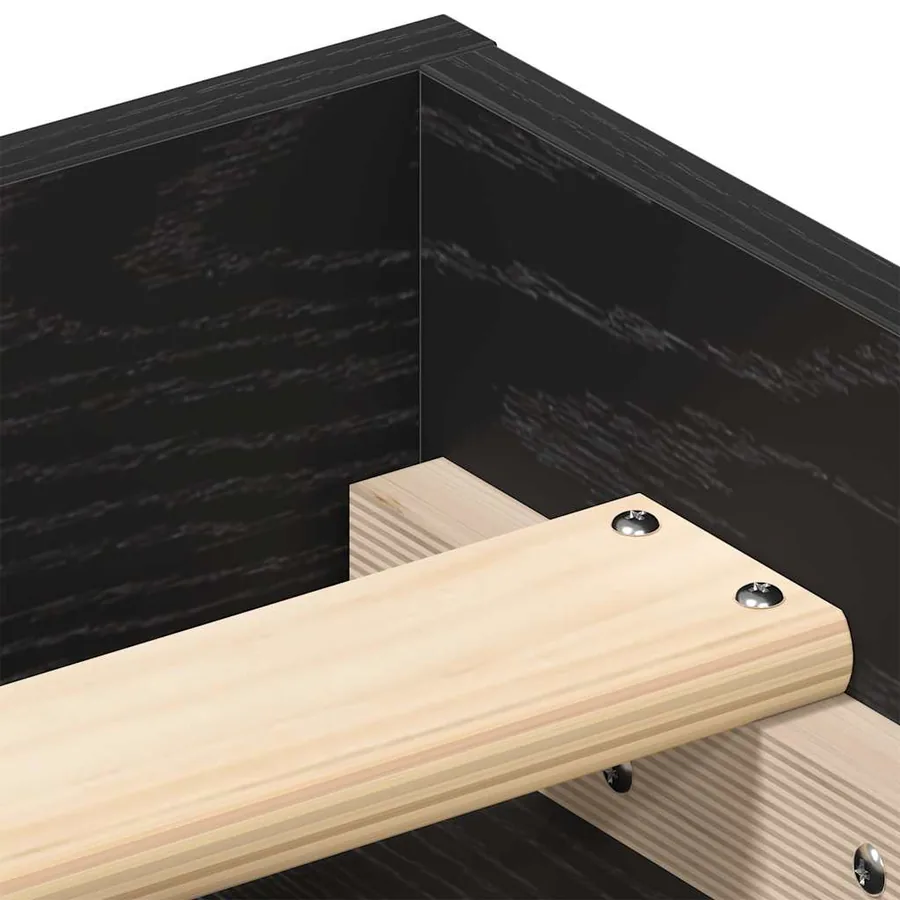 Cadre de lit sans matelas en chêne noir 160x200 cm bois d'ingénierie - 8