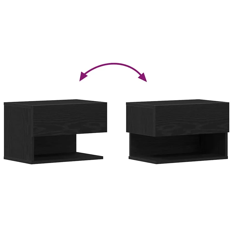 Cabinet de chevet Chêne noir 46 x 30 x 30 cm Bois d'ingénierie - 12