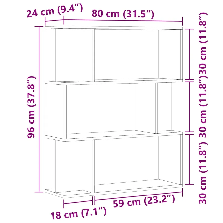 Bibliothèque vieux bois 80x24x96 cm bois d'ingénierie - 9