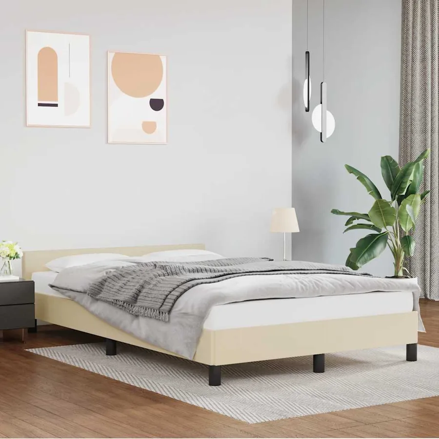 Cadre de lit sans matelas crème 120x190 cm similicuir - 4