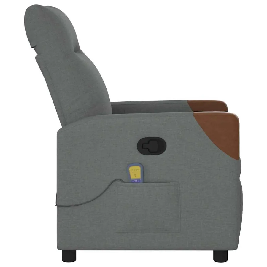 Fauteuil inclinable de massage en tissu gris foncé - 4