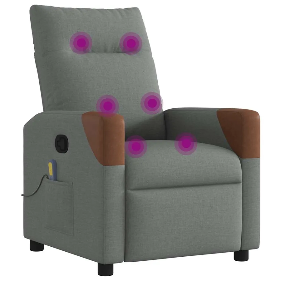 Fauteuil inclinable de massage en tissu gris foncé - 7