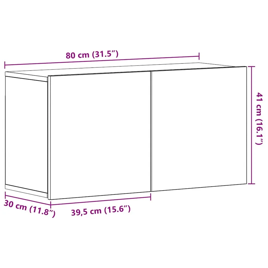 Meuble TV Chêne noir 80x30x41 cm Bois d'ingénierie - 11