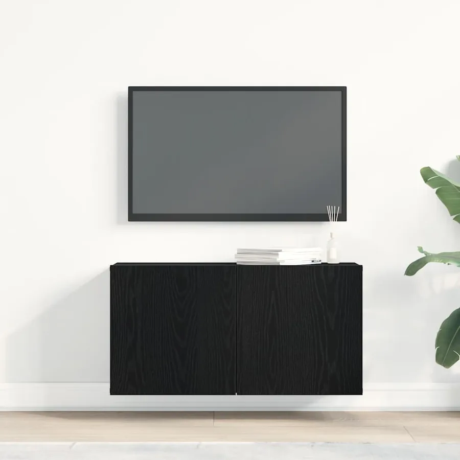 Meuble TV Chêne noir 80x30x41 cm Bois d'ingénierie - 3