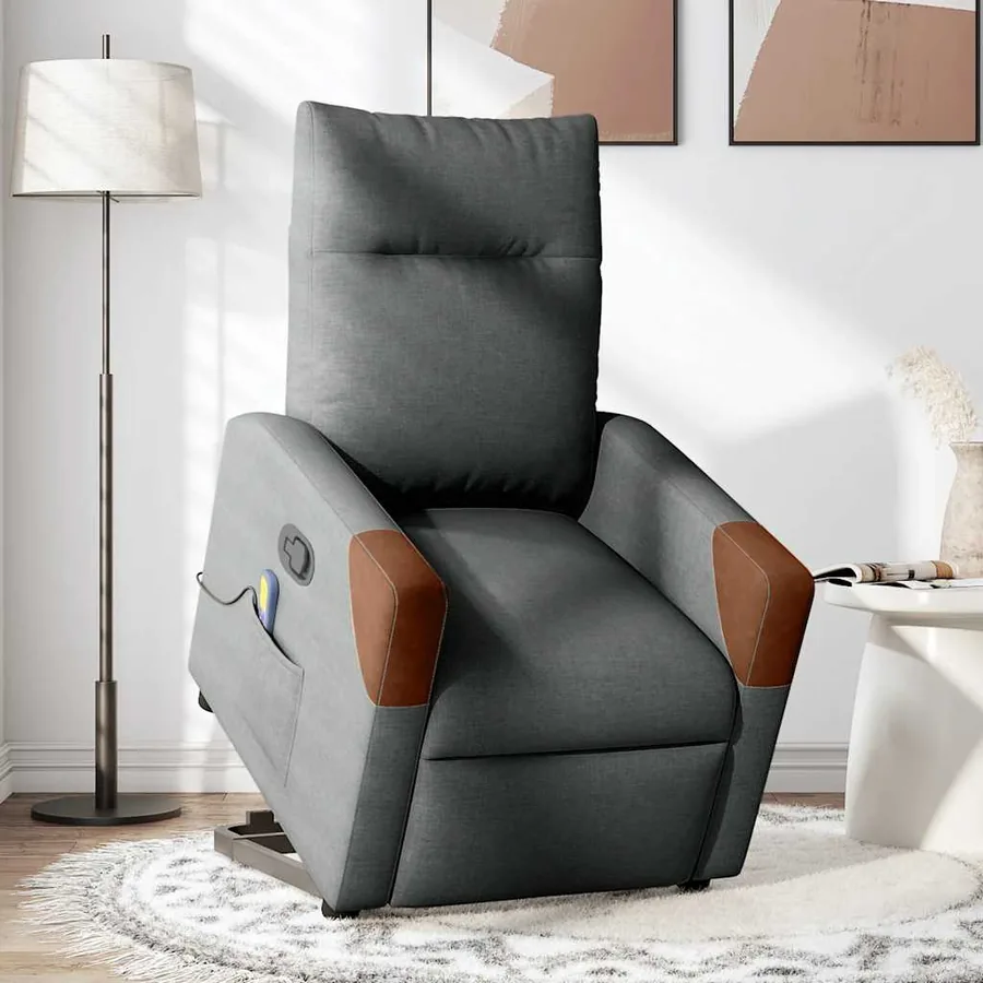 Fauteuil de massage inclinable Gris foncé Tissu - 2