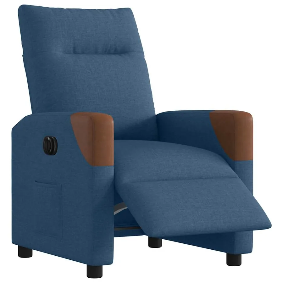 Fauteuil inclinable électrique Bleu Tissu - 3