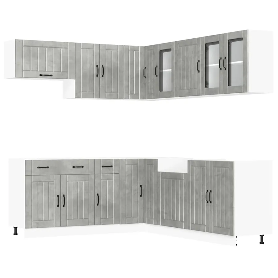 Ensemble d'armoires de cuisine 11 pcs Lucca bois d'ingénierie - 2