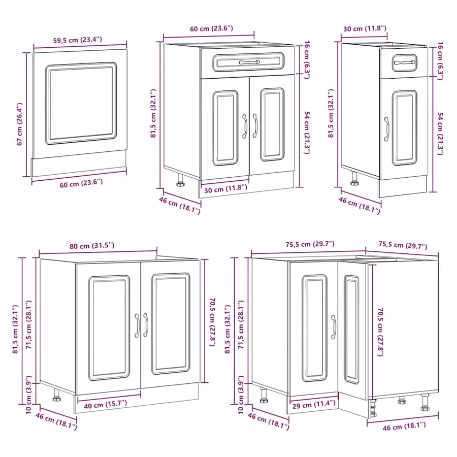 Ensemble d'armoires de cuisine 11 pcs Lucca bois d'ingénierie - 9