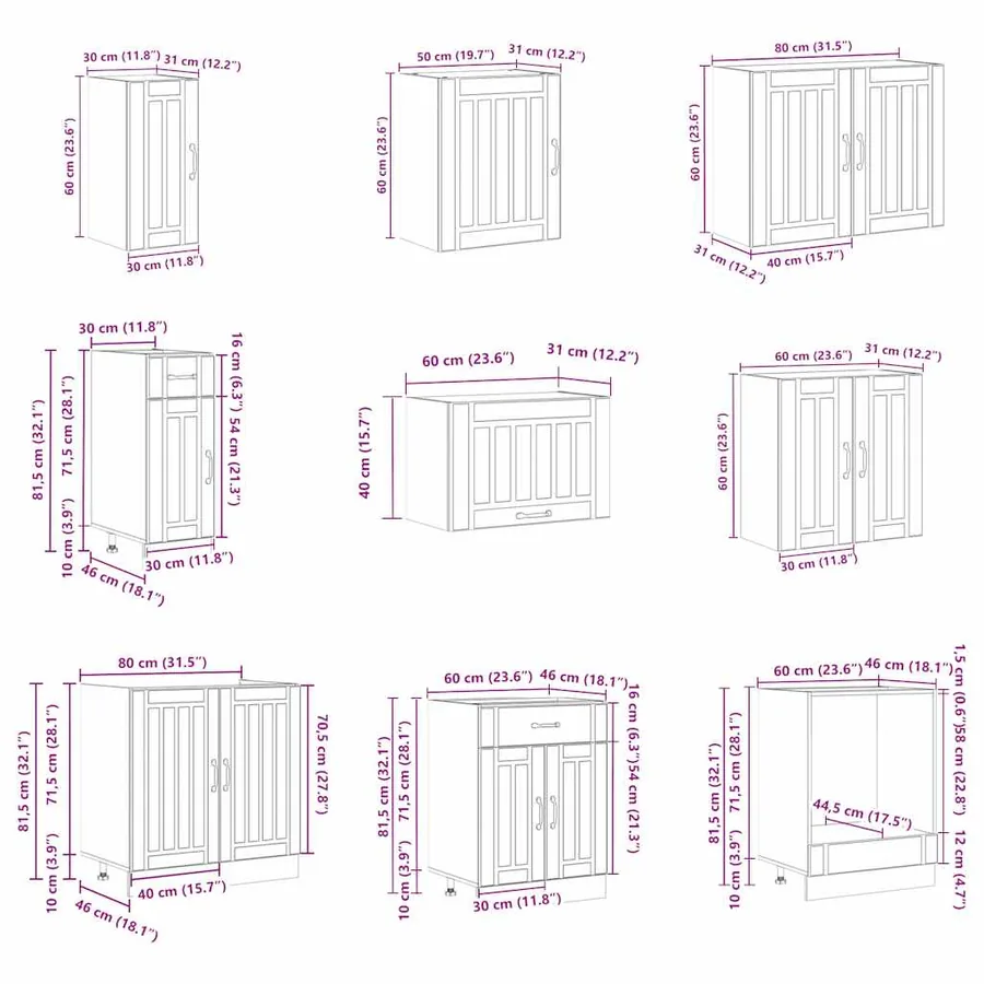 Ensemble d'armoires de cuisine 14 pcs Lucca bois d'ingénierie - 10