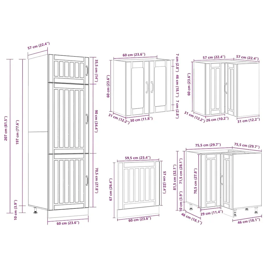 Ensemble d'armoires de cuisine 14 pcs Lucca bois d'ingénierie - 11