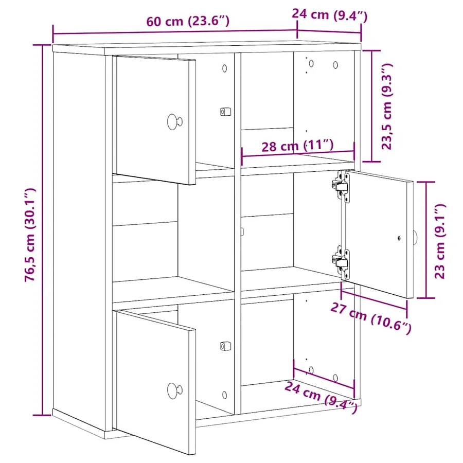 Bibliothèque chêne sonoma 60x24x76,5 cm bois d'ingénierie - 11