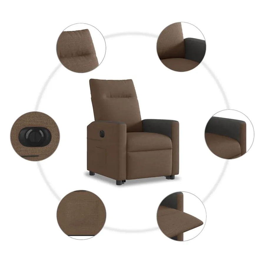 Fauteuil inclinable électrique marron tissu - 11