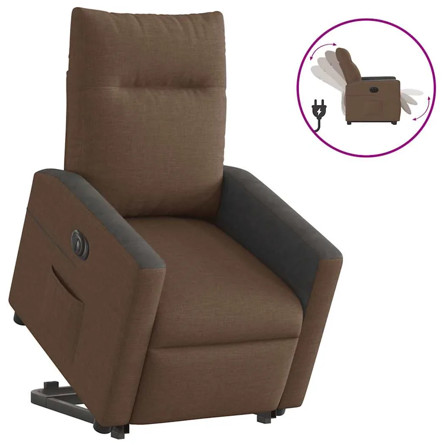 Fauteuil inclinable électrique marron tissu - 2