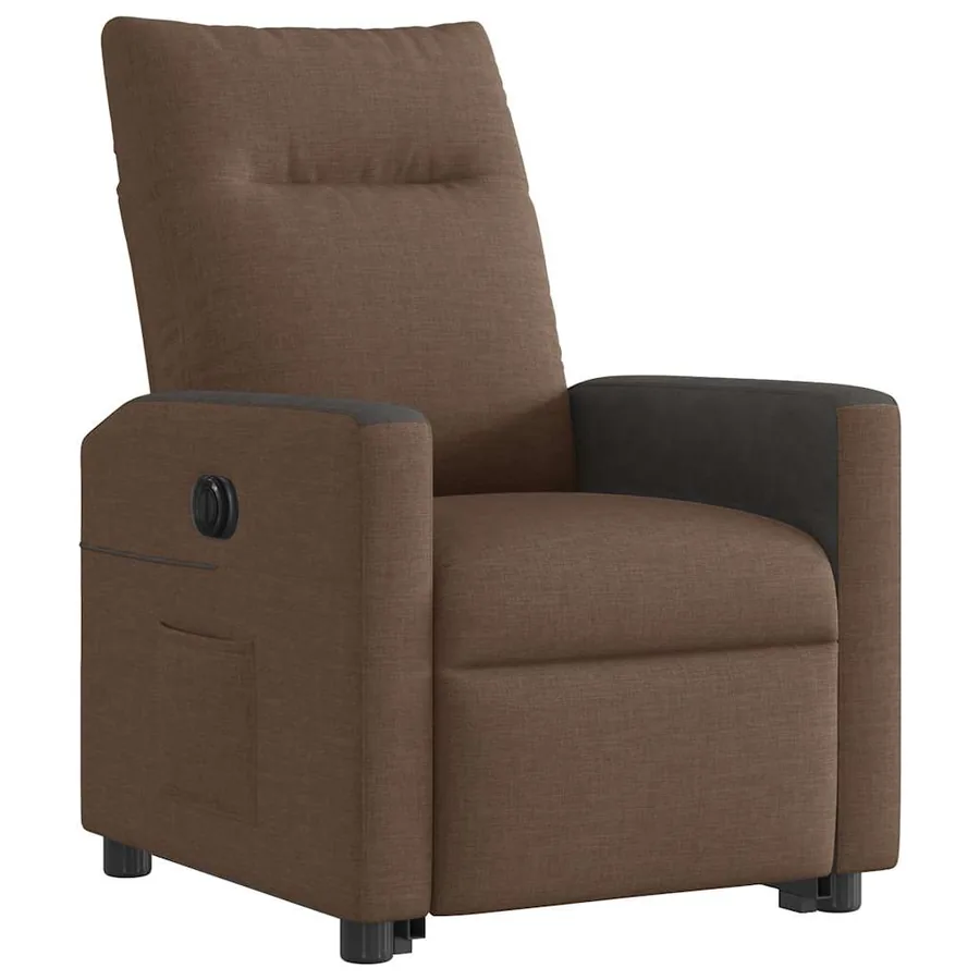 Fauteuil inclinable électrique marron tissu - 4