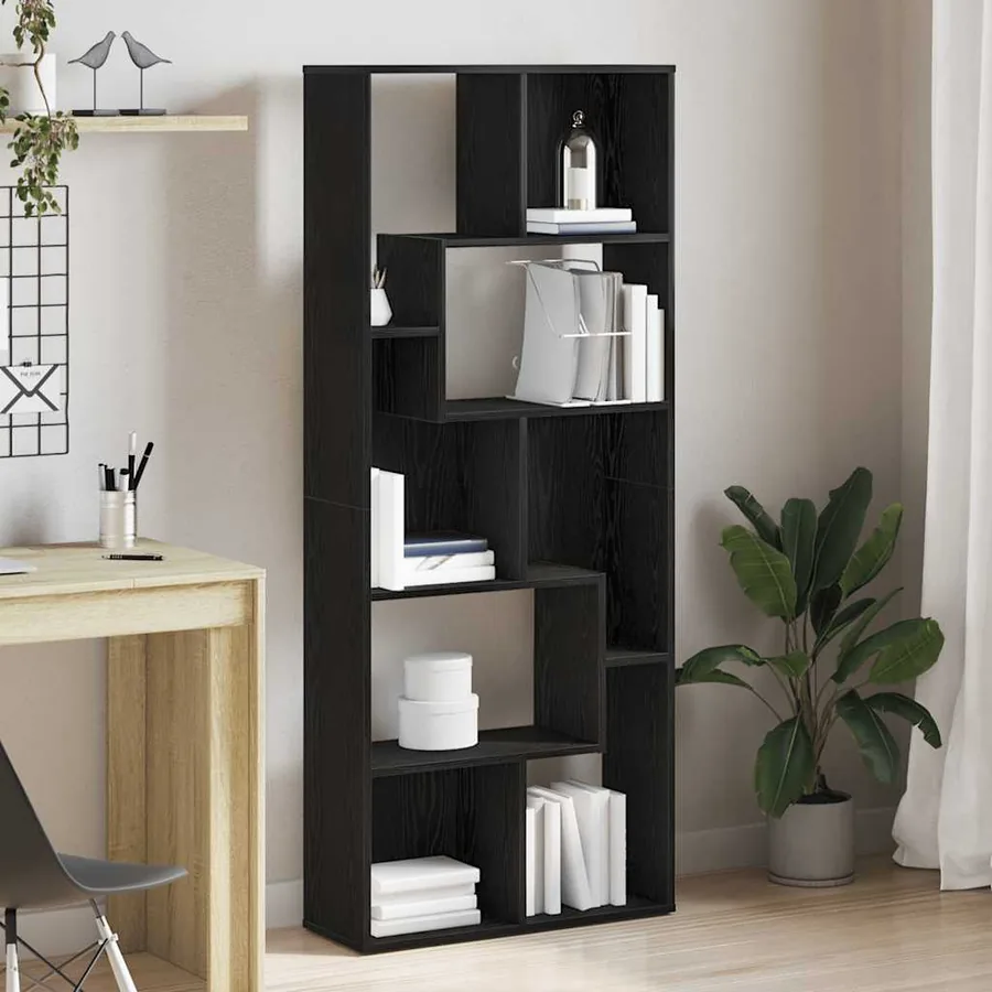 Bibliothèque en chêne noir 67 x 24 x 161 cm bois d'ingénierie