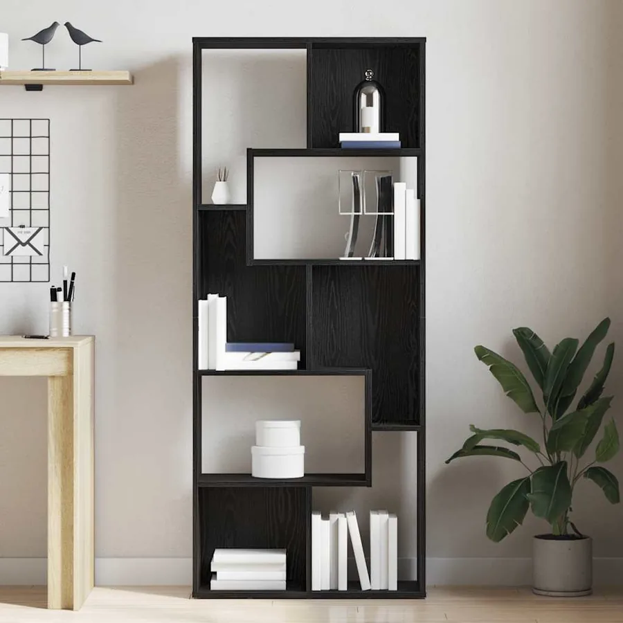 Bibliothèque en chêne noir 67 x 24 x 161 cm bois d'ingénierie - 3