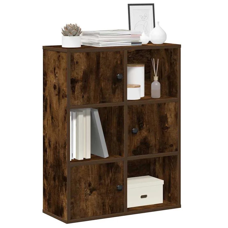 Bibliothèque chêne fumé 60x24x76,5 cm bois d'ingénierie