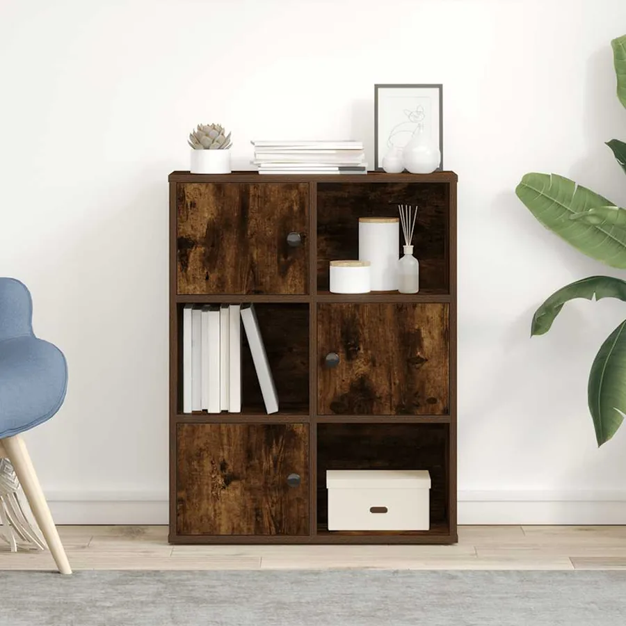 Bibliothèque chêne fumé 60x24x76,5 cm bois d'ingénierie - 3