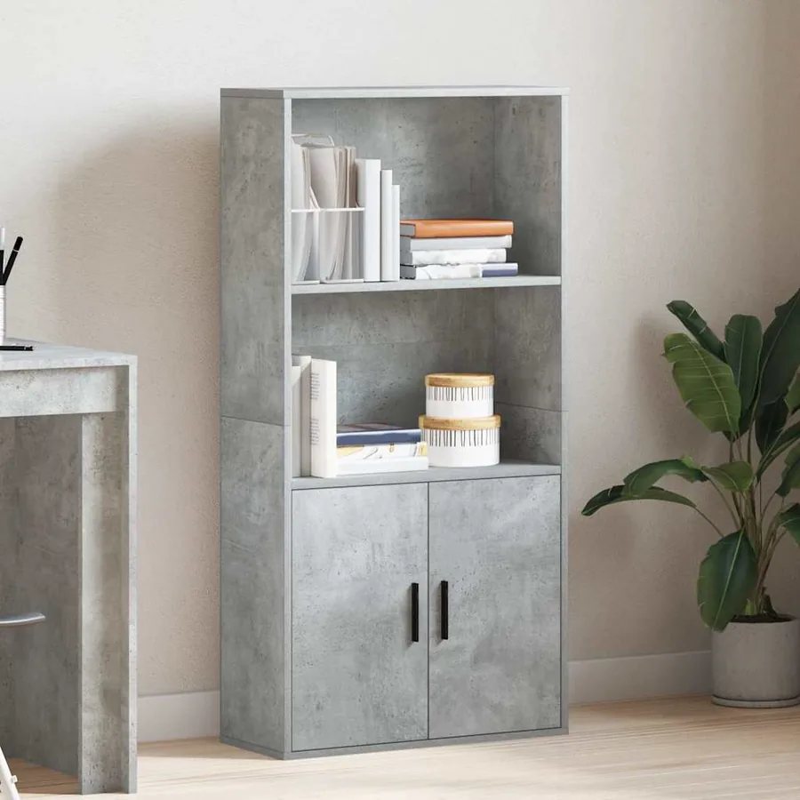 Bibliothèque gris béton 60x24x120 cm bois d'ingénierie - 3