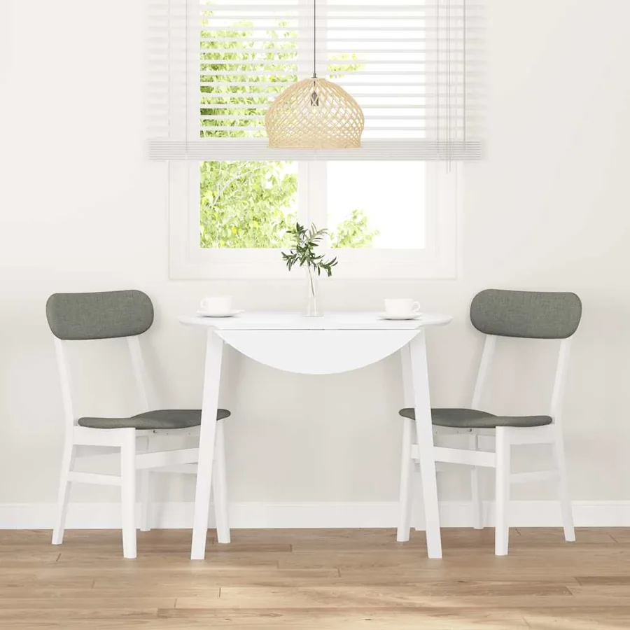 Chaises à manger coussins 2 pcs blanc bois massif caoutchouc - 3
