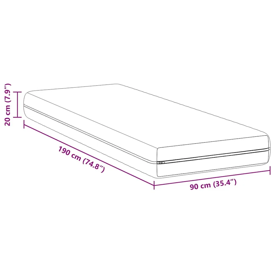 Matelas Blanc 90 x 190 cm Ressort ensaché - 8